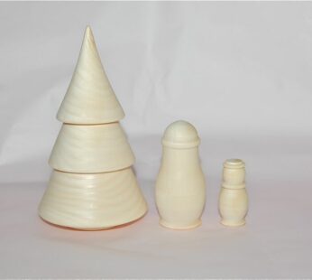 白木のマトリョーシカ ツリー型 3個組 12cm おもしろい形の白木材料